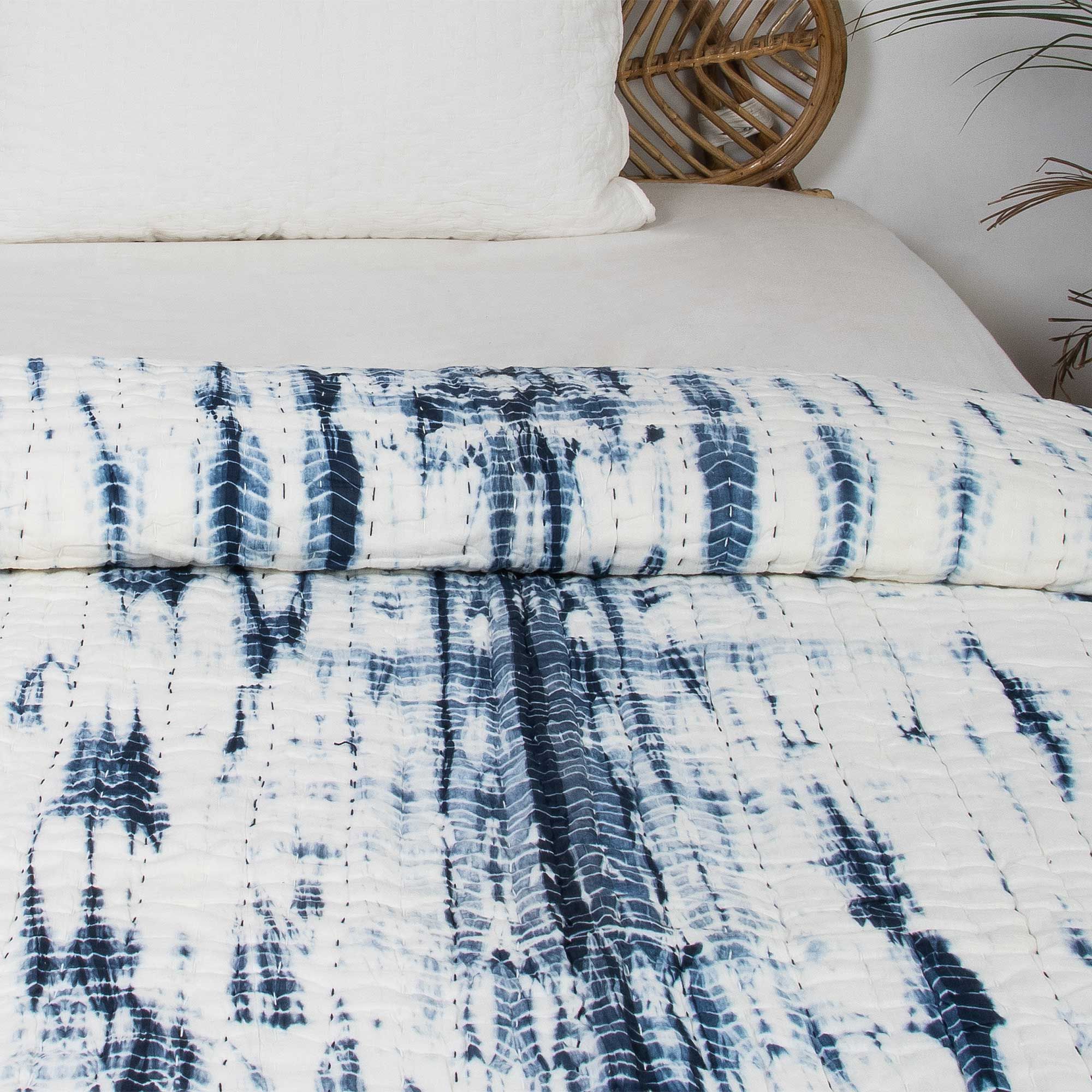 Tie Dye Organic Cotton Kantha Quilt - Heavy Winter Blankets